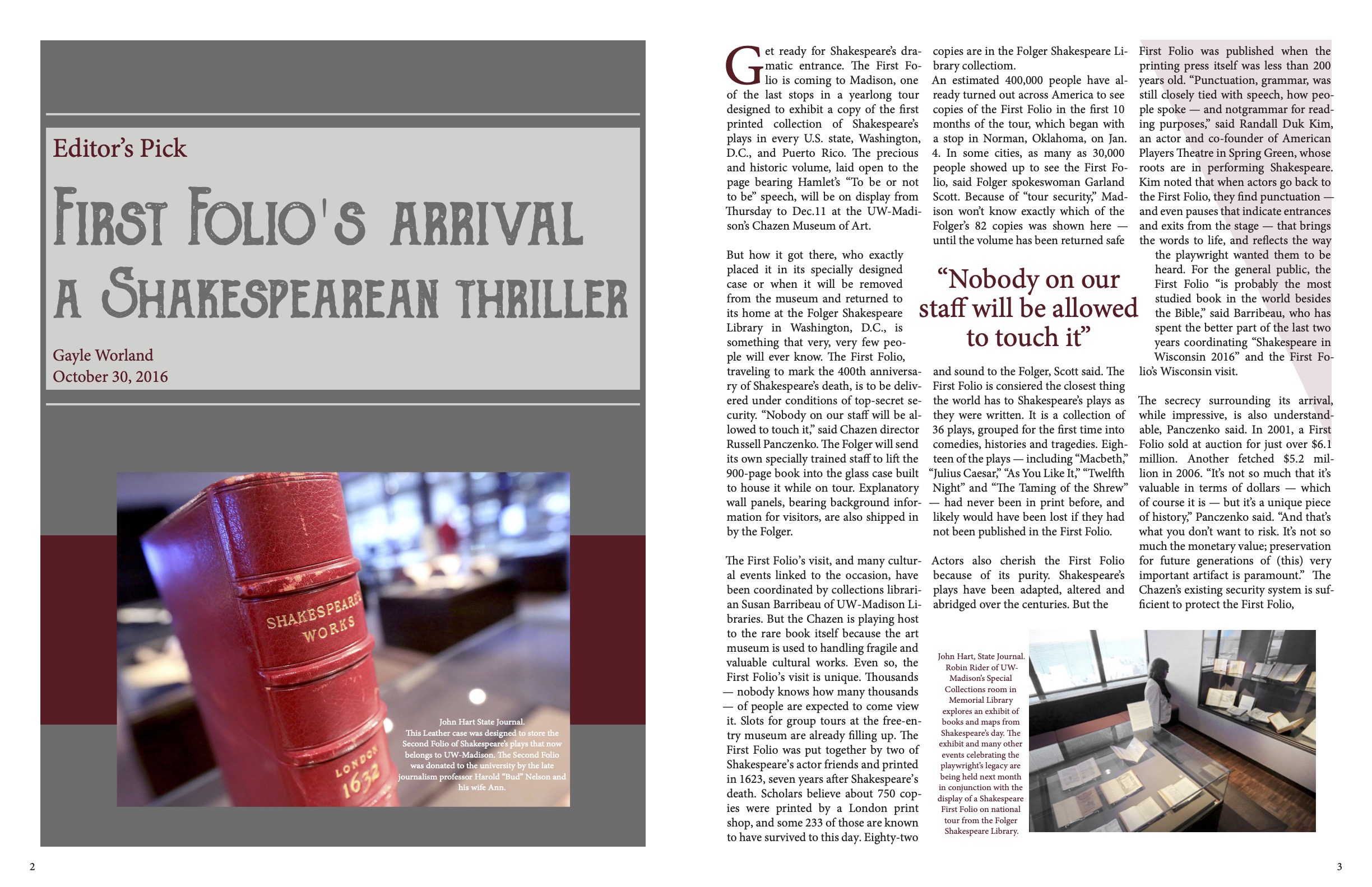 photo of magazine layout page 1